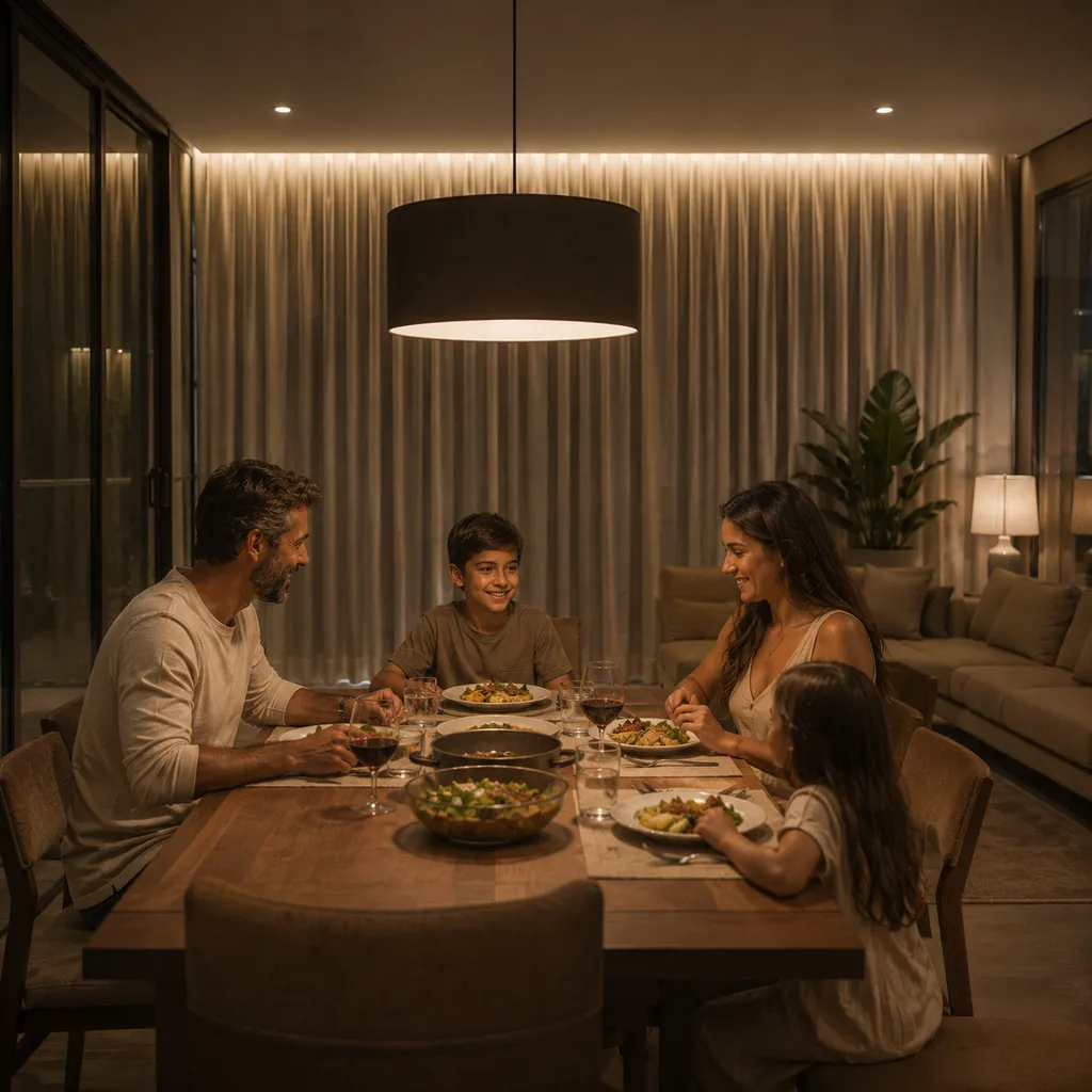 Cortina blackout garantindo privacidade total na sala e no quarto — Porto Real São Paulo
