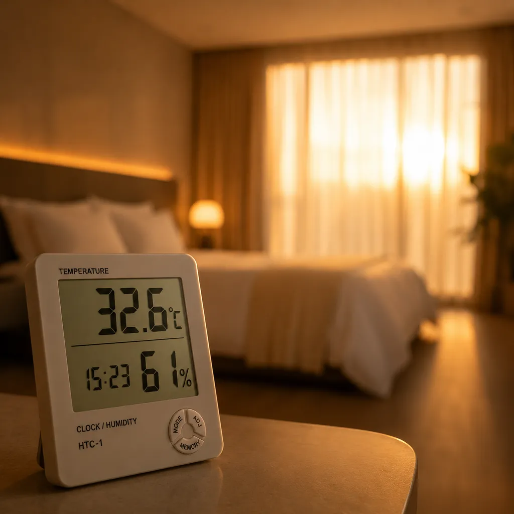 Cortina blackout com barreira térmica reduzindo o calor no quarto — Porto Real Alphaville