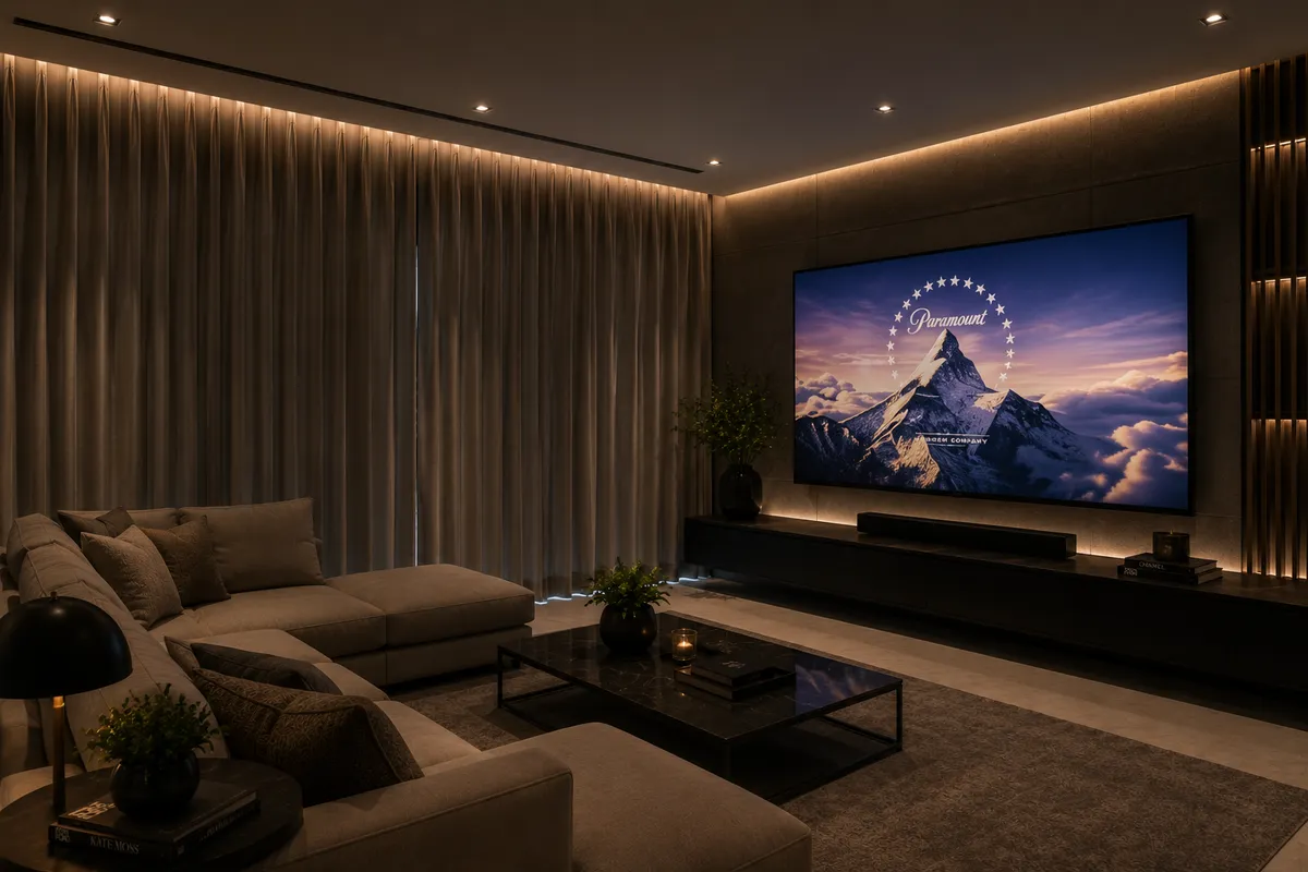 Cortina blackout para sala eliminando o reflexo de luz na TV — Porto Real