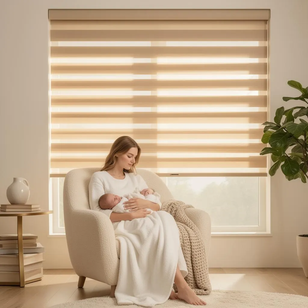 Mãe e bebê · privacidade sem perder luz